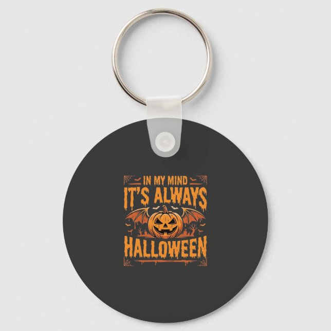 Always Halloween Pumpkin Bat Vector Design_1 Key Ring (Front)