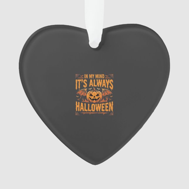 Always Halloween Pumpkin Bat Vector Design_1 Ornament (Front)
