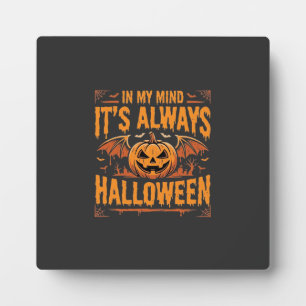 Always Halloween Pumpkin Bat Vector Design_1 Plaque