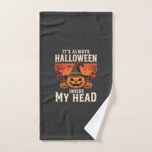 Always Halloween Pumpkin Witch Design_1 Hand Towel