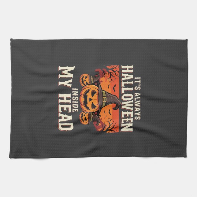 Always Halloween Pumpkin Witch Design_1 Tea Towel (Horizontal)