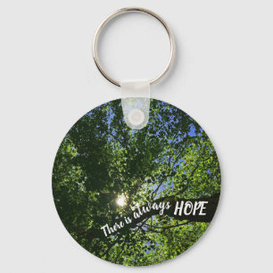Always Hope Sunlight Through Trees Inspirational Key Ring