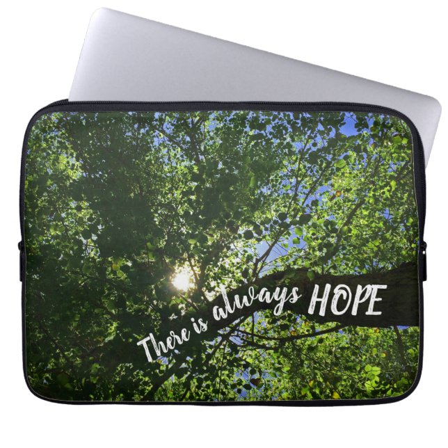Always Hope Sunlight Through Trees Inspirational Laptop Sleeve (Front)