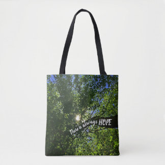 Always Hope Sunlight Through Trees Inspirational Tote Bag