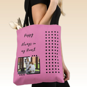 Always in my heart 2 photo pet lover pink tote bag