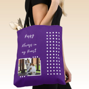 Always in my heart 2 photo pet lover purple tote bag