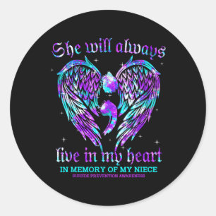 Always In My Heart My Niece Suicide Prevention Awa Classic Round Sticker