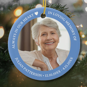 Always in Our Heart Funeral Memorial Photo Ceramic Ornament