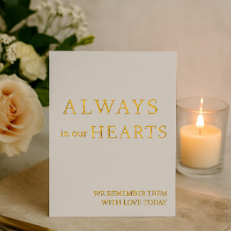Always in Our Hearts Minimalist Wedding Sign Foil Holiday Card
