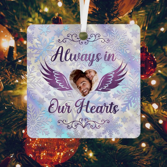 Always in our Hearts - Personalised Memorial Photo Metal Tree Decoration (Creator Uploaded)
