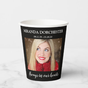 Always in Our Hearts Personalised Photo Memorial Paper Cups