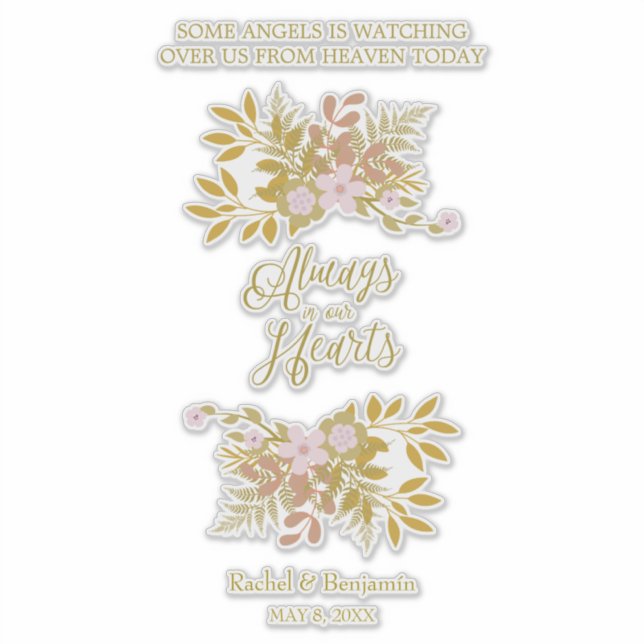 Always in Our Hearts Quote Floral Golden Garland (Front)