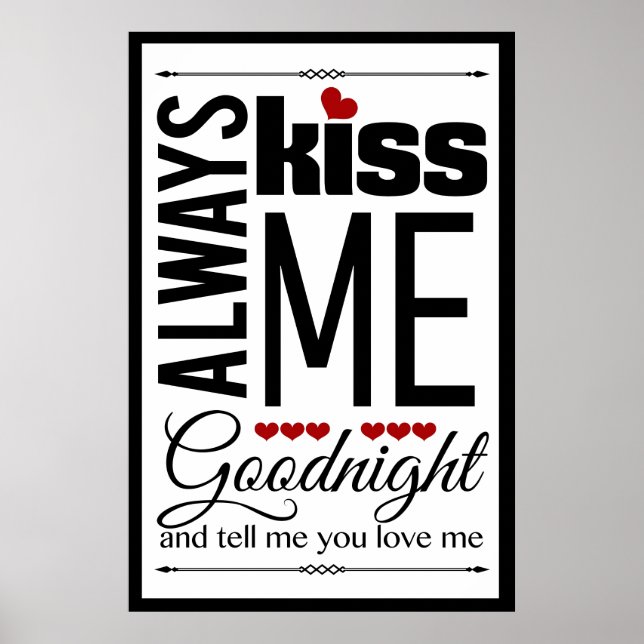 Always Kiss Me Goodnight Bedroom Wall Art (Front)