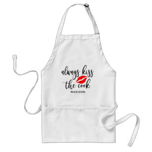 Always Kiss The Cook Personalised Name Standard Apron