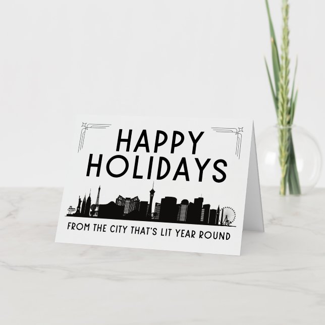 ALWAYS LIT Vegas Happy Holidays Greeting Card  (Front)