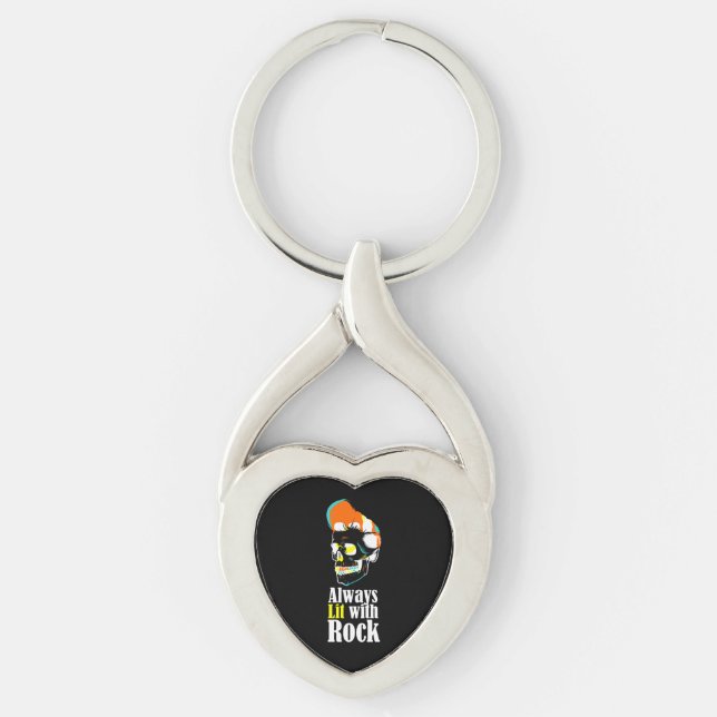 Always lit with rock key ring (Front)