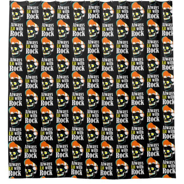 Always lit with rock shower curtain (Front)