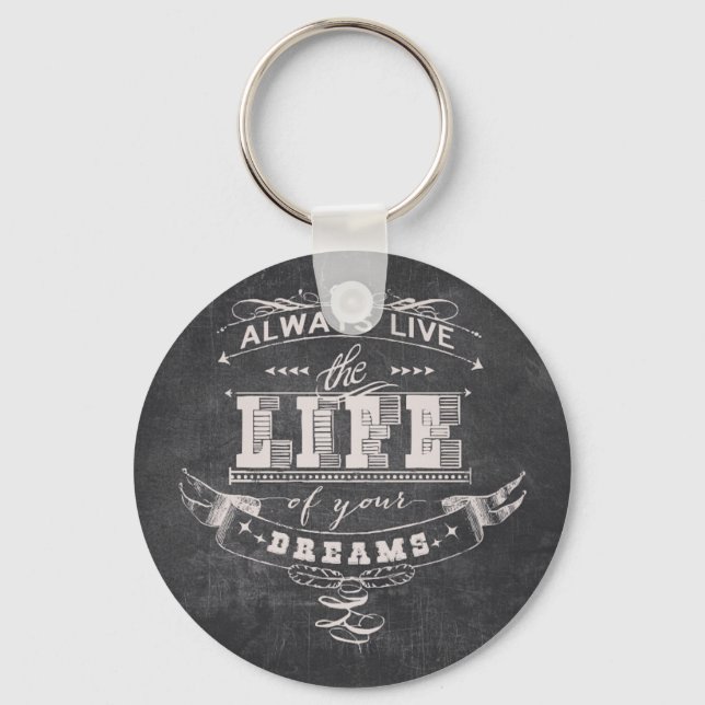 Always Live the Life of Your Dreams Grunge Key Ring (Front)