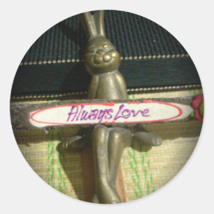 Always Love Inspirational Rabbit Art Print Design Classic Round Sticker