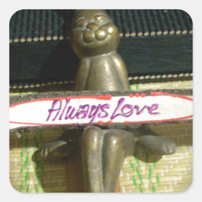 Always Love Inspirational Rabbit Art Print Design Square Sticker (Front)