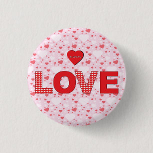 Always LOVE with Red Hearts Valentine's Cute 3 Cm Round Badge