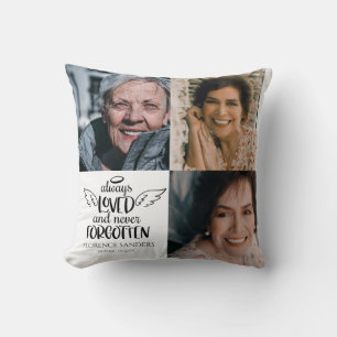 Always Loved Never Forgotten Memorial Photo  Cushion