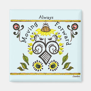 Always Moving Forward Sunflower Folk Pattern Magnet