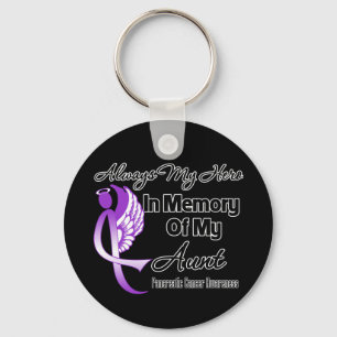Always My Hero In Memory Aunt - Pancreatic Cancer Key Ring