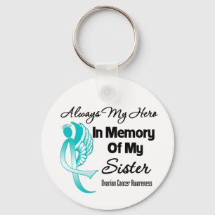 Always My Hero In Memory Sister - Ovarian Cancer Key Ring