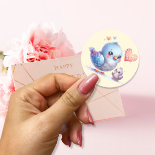 Always my Mother - Bird Mum & Baby Classic Round Sticker