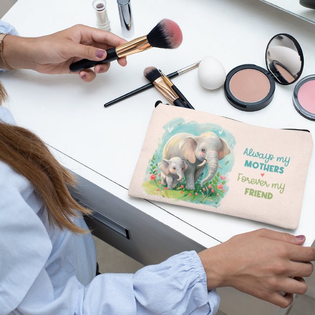 Always my Mother - Elephant Mum & Baby Pink  Accessory Pouch (Always my Mother - Elephant Mum & Baby Pink Accessory Pouch)