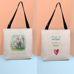Always my Mother - Elephant Mum & Baby Pink  Tote Bag