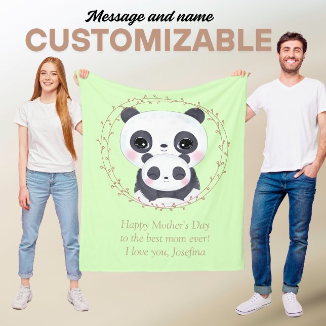 Always my Mother - Panda Mum & Baby Green Fleece Blanket (Always my Mother - Panda Mum & Baby Green Fleece Blanket)
