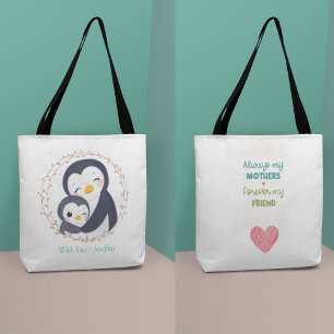 Always my Mother - Penguin Mum Baby  Tote Bag