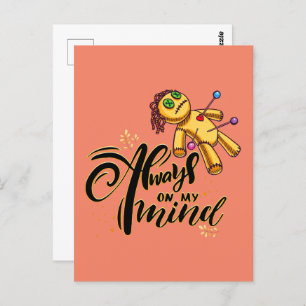 Always on My Mind Funny Halloween Voodoo Doll Postcard