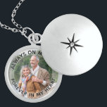 Always on my Mind Personalised Photo Locket Necklace<br><div class="desc">Elegant photo locket to keep a lost loved one close. The template is set up for you to add your own photo and you can also edit all of the text if you wish. The wording sits on a semi-transparent border overlay, above your photo. The sample text reads "always on...</div>