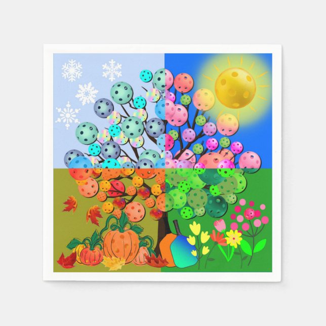 Always Pickleball Season Winter Spring Summer Fall Napkin (Front)