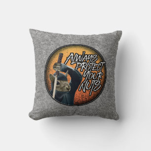 Always Protect Your Nuts - funny ninja squirrel Cushion