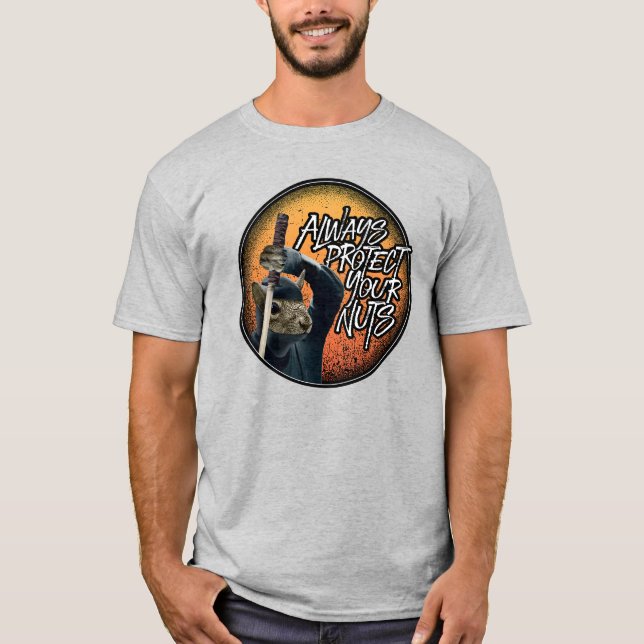 Always Protect Your Nuts - funny ninja squirrel T-Shirt (Front)