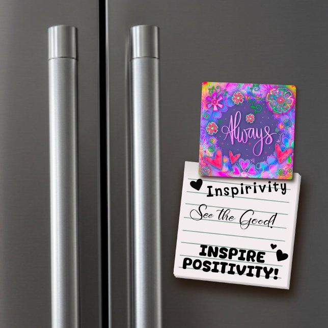 Always Purple Flower Heart Inspirational Trendy Magnet (Creator Uploaded)