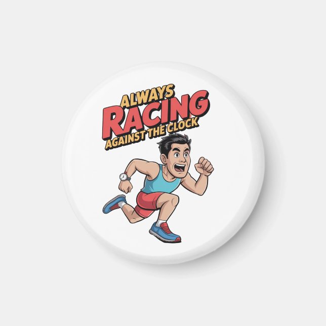 "Always Racing Against theClock" Magnet (Front)