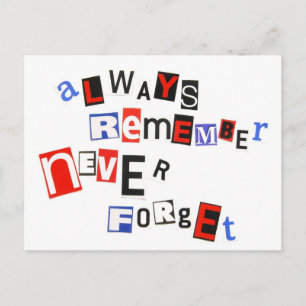 always remember, never forget postcard