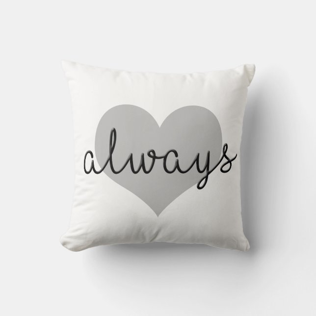always simple modern heart black white cushion (Front)