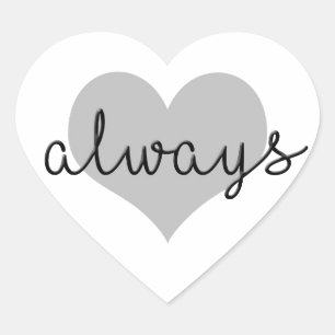 always simple modern heart black white sticker
