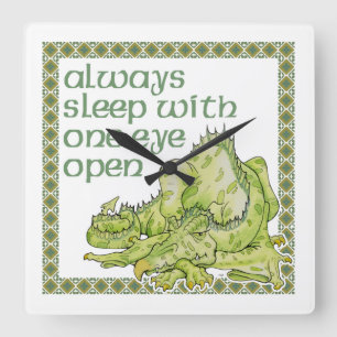 Always Sleep with One Eye Open Square Wall Clock