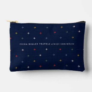 'Always Somewhere' Custom Name Aeroplane Travel Accessory Pouch