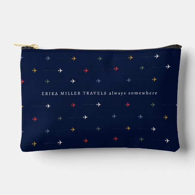 'Always Somewhere' Custom Name Aeroplane Travel Accessory Pouch (Front)