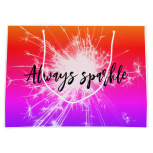 Always Sparkle Motivational Pink, Purple orange Large Gift Bag