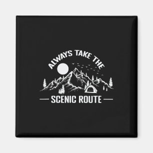 Always Take The Scenic Route Camping - Black Magnet