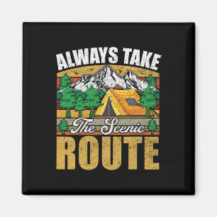 Always Take The Scenic Route Funny Hiking Magnet